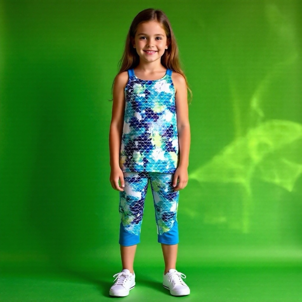 SO Vibrant Blue and Green Patterned Set Size 7/8